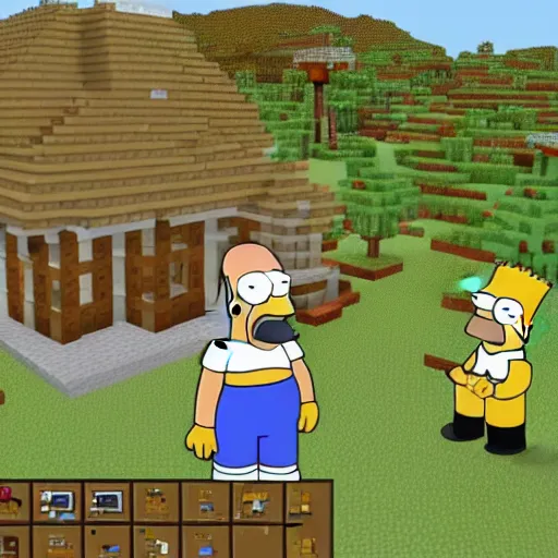 Image similar to homer Simpson in minecraft