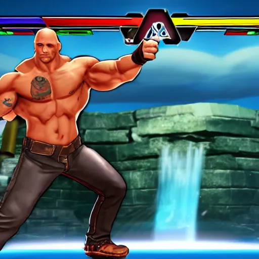 Prompt: Dwayne Johnson character in multiversus fighting game