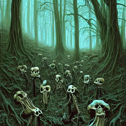 Prompt: forest of bones, Michael Whelan