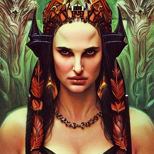 Image similar to portrait of teen natalie portman as a goddess, by gerald brom