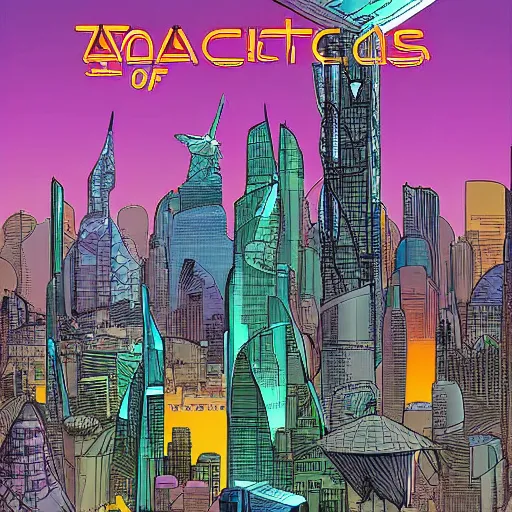 Image similar to A digital art of a city in 2055, detailed award winning comic cover by moebius