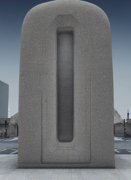 Image similar to highly detailed realistic architecture 3 d render of a futurisctic stele monument made from little atomiums brussels standing near a highway, archdaily, made in unreal engine 4 octane render