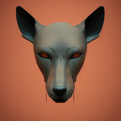 Image similar to anubis, nasus, digital model, head, detailed, beeple, art station, egypt, full color, head, colored, perfect lines, symetric