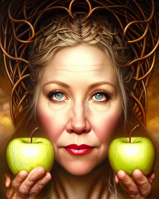 Image similar to detailed portrait of christina applegate apple!! gate!! by tomasz alen kopera and peter mohrbacher and johanna martine! and margaret keane! coherent luminescent