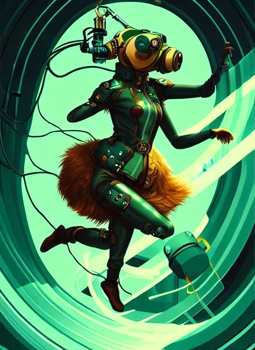 Image similar to style artgerm, joshua middleton, illustration, anthropomorphic hamster steampunk cyborg arms, green fur, swirling water cosmos, fantasy, dnd, cinematic lighting