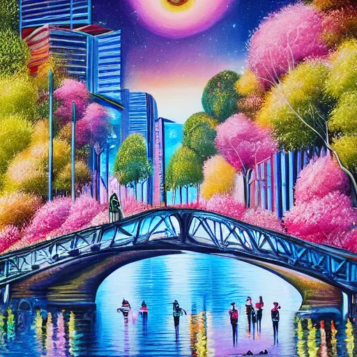 Prompt: Beautiful city of the future in harmony with nature. Nice colour scheme, cool. Beautiful detailed painting by Lurid. (2022)