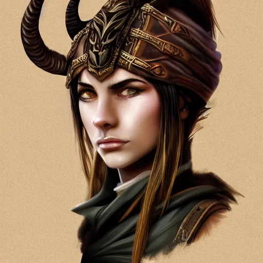 Image similar to a long shot portrait of a young female tiefling ranger, highly detailed digital painting dramatic