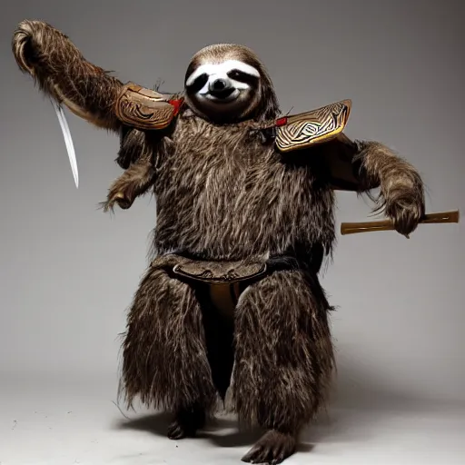 Prompt: anthropomorphic sloth in samurai armor