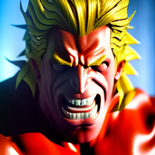 Prompt: Portrait photo of All Might, photorealism, studio lighting, unreal engine, 3d render, high resolution, 8k