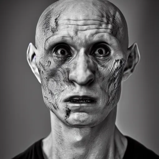 Image similar to portrait of nosferatu after boxing, brews blood, sweating, boxing gloves, 5 0 mm lens, realistic photography