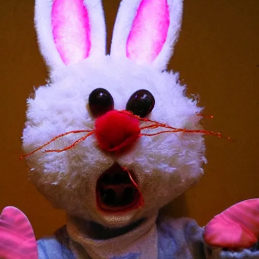 Prompt: cursed horror Easter bunny