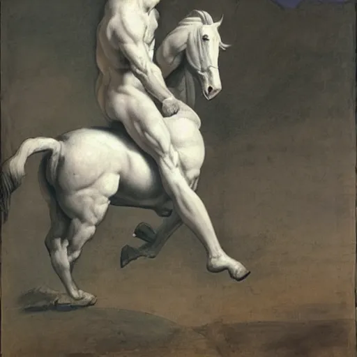 Image similar to Centaur with the body of a man and the head of a horse