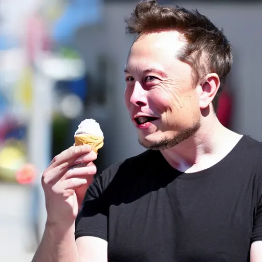 Prompt: Elon Musk eating ice cream