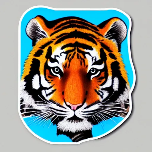 Image similar to very sad tiger, beautiful sticker illustration, soft pastel colors