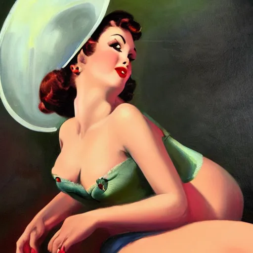 Prompt: a painting in the style of gil elvgren.