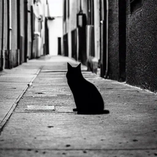 Image similar to 📷📸 A lonely black cat in the middle of an alleyway