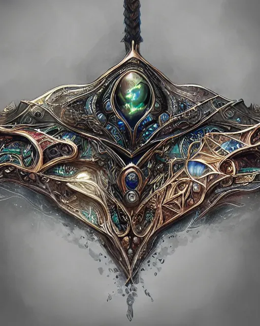 Image similar to close up shot of an amulet, fantasy, intricate, elegant, highly detailed, digital painting, artstation, concept art, smooth, sharp focus, illustration