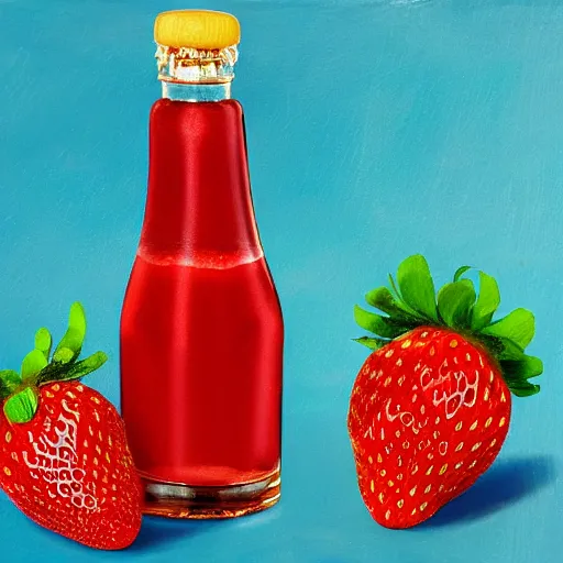 Image similar to bottle of strawberry and faces