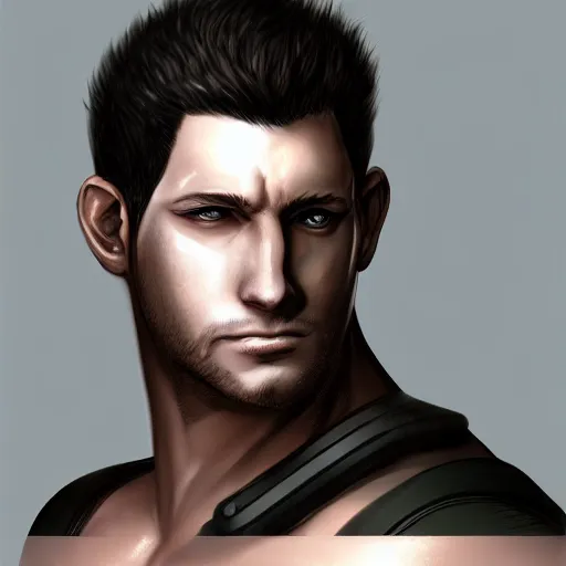 Prompt: portrait of chris redfield, anime fantasy illustration by tomoyuki yamasaki, kyoto studio, madhouse, ufotable, trending on artstation