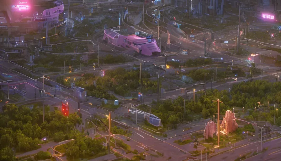 Image similar to the city of future. by simon stålenhag, rendered by TVC15, by Makoto Shinkai, syd meade, concept, rabbit in a hat, real engine, WLOP, trending on blink-182, 4K UHD image, octane render,