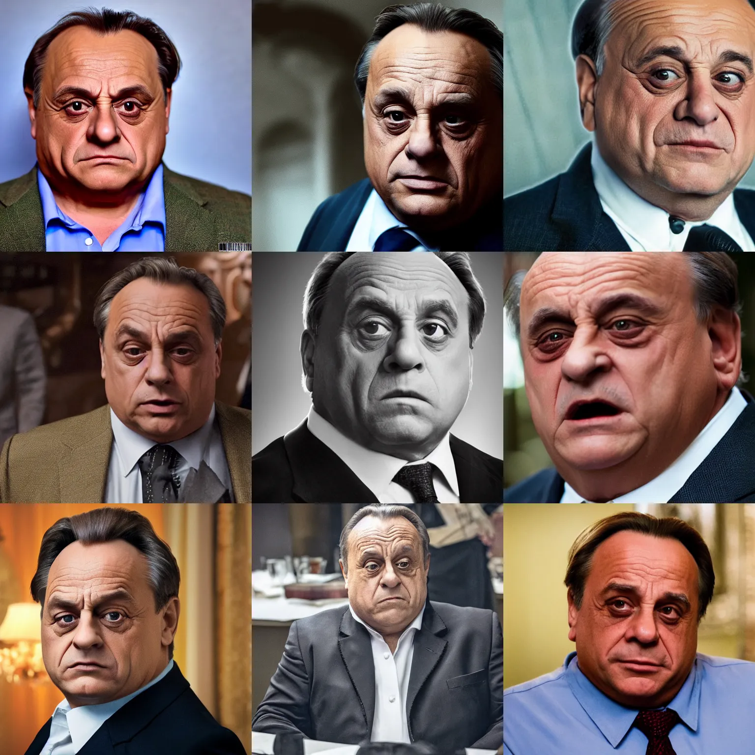 Prompt: orban viktor played by danny devito actor, action movie, photorealistic, 4 k