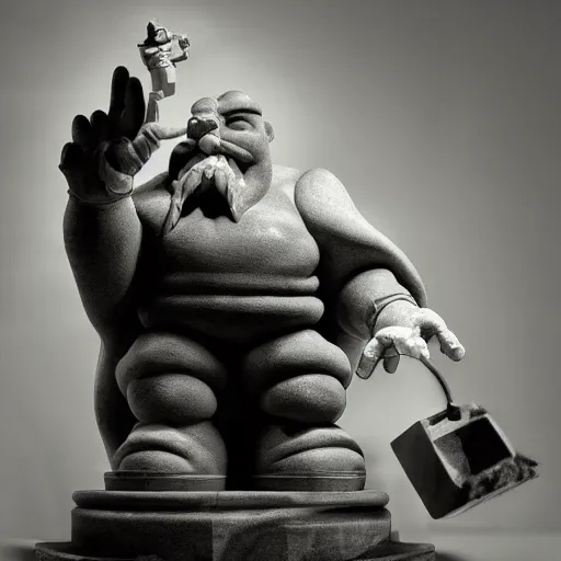 Image similar to epic marble statue of dr robotnik, photo, chiaroscuro