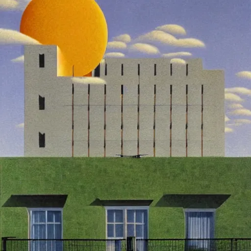 Image similar to synchronicity architecture illustration detailed surrealism rene magritte