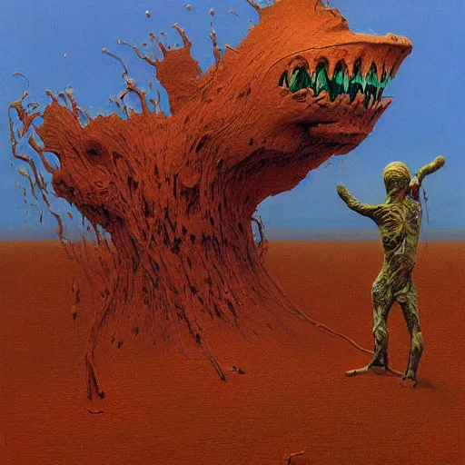 Image similar to can of Monster energy drink by Zdzisław Beksiński, oil on canvas