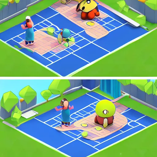 Image similar to a chubby cute pokemon gym room, 3 d illustration, isometric, 1 0 0 mm, studio lighting