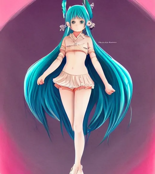 Prompt: Anime art of beautiful Hatsune miku with beautiful legs by artgerm, rossdraws, magali villeneuve, Gil Elvgren, Alberto Vargas, Earl Moran, Art Frahm, Enoch Bolles, symmetrical shoulders, very detailed face, hight detail, digital art, trending on artstation