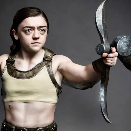 Image similar to muscular maisie williams as arya stark showing her abs, glisten, high resolution, hard light, cnn, afp, reuters