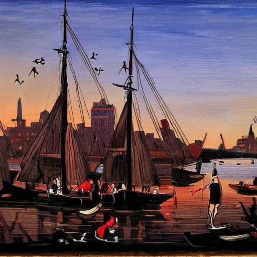 Image similar to painting of boston by michel delacroix, very detailed, high quality