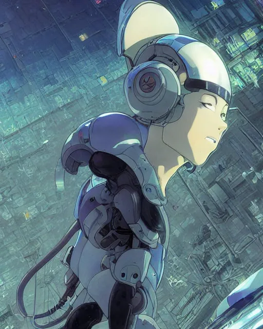 Image similar to a rat, cybernetic enhancements, art by makoto shinkai and alan bean, yukito kishiro