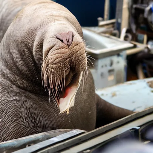 Image similar to freya the walrus enjoying heaven, linotype