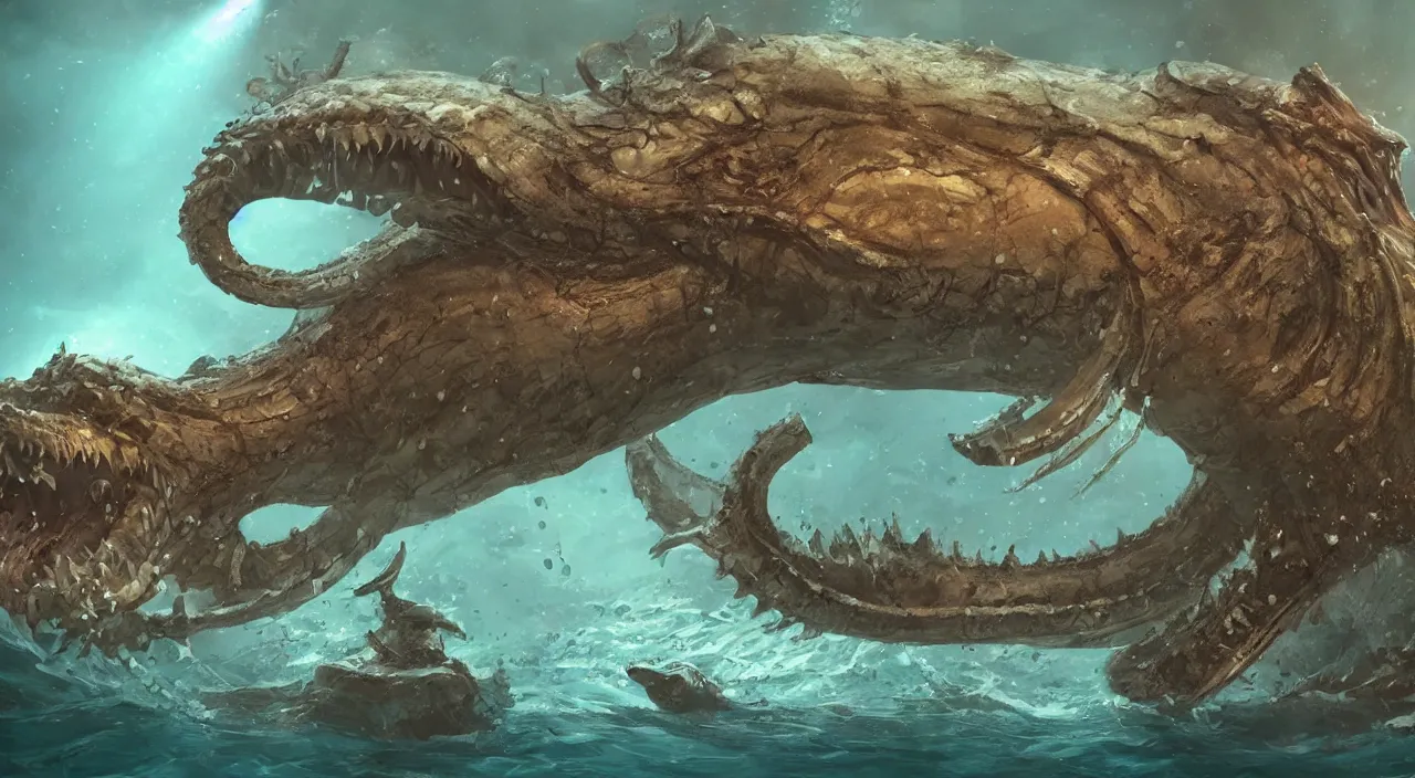 Image similar to Underwater Leviathan, happy, emotion, concept art, cinematic