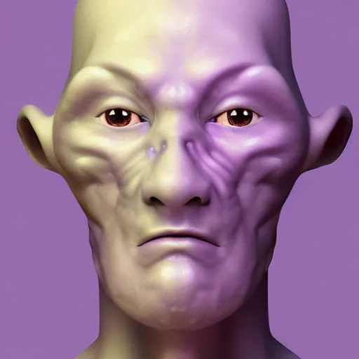 Image similar to a beautiful portrait of a mycelium alien, tints of purple, rendered in blender, by piter pol rubens