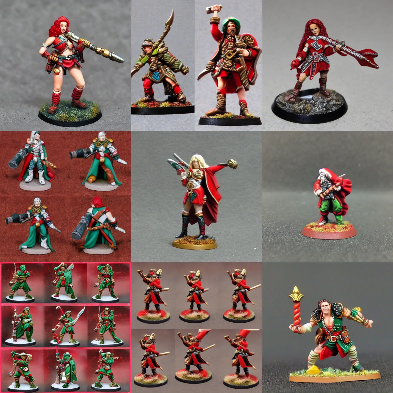 Prompt: 2 8 mm heroic scale miniature. games workshop. human bard. christina aguilera. candy cane colored hair