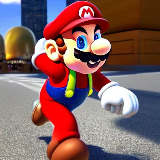 Prompt: Mario running away from his child who is the most ugly baby , highly detailed, lifelike, photorealistic, sharp focus, intricate details, A24!film cinematography, unreal engine, cinematic, hyper realism, high detail ,