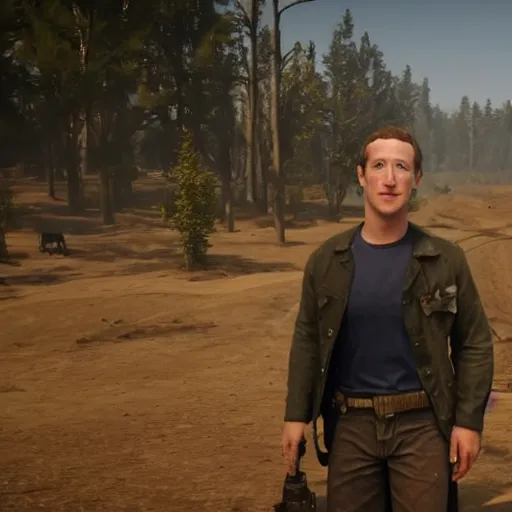 Image similar to Film still of Mark Zuckerberg, from Red Dead Redemption 2 (2018 video game)