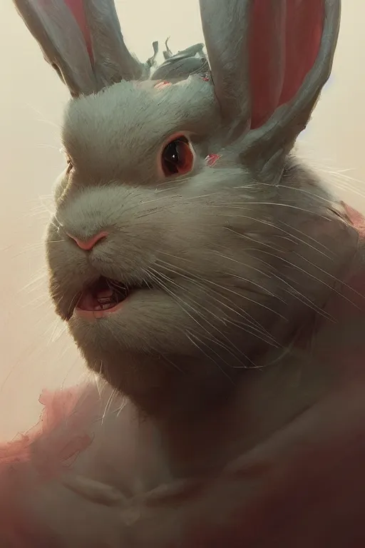 Prompt: Portrait of singer Bad Bunny, face transforming in a Rabbit, marvel comics, dark, intricate, highly detailed, smooth, artstation, digital illustration by Ruan Jia and Mandy Jurgens and Artgerm and Wayne Barlowe and Greg Rutkowski and Zdislav Beksinski