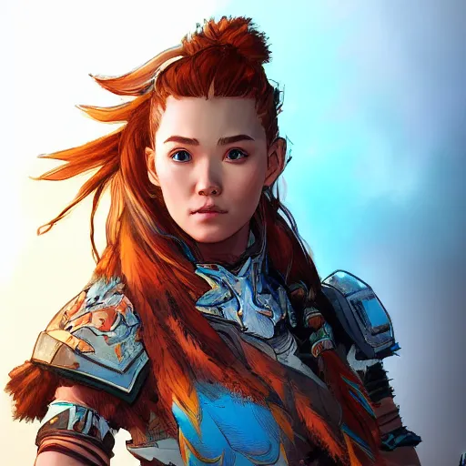 Prompt: aloy from horizon zero dawn in the style of artgerm, wlop, digital art, close-up, insanly detailed