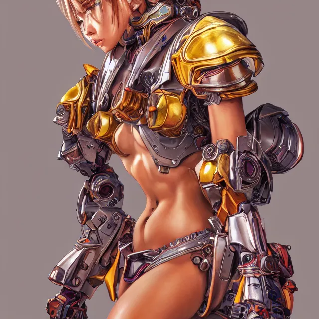 Prompt: studio portrait of lawful good colorful female holy mecha paladin absurdly beautiful, elegant, young thin bikini model, ultrafine hyperrealistic detailed face illustration by kim jung gi, irakli nadar, intricate linework, sharp focus, bright colors, matte, octopath traveler, final fantasy, unreal engine highly rendered, global illumination, radiant light, intricate environment