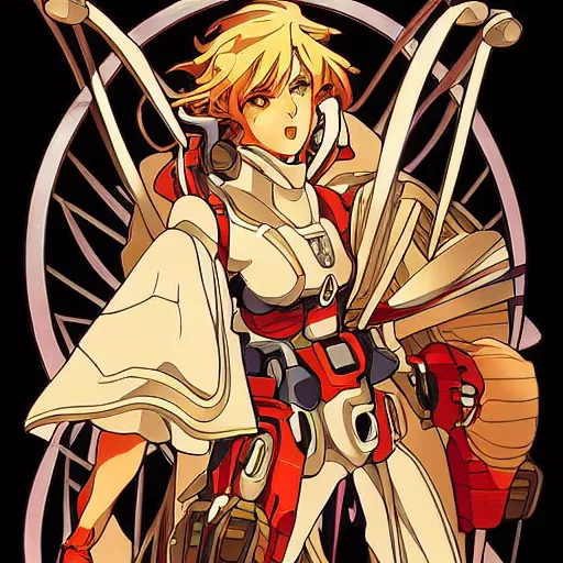 Prompt: anime manga mecha gundam pilot portrait by Alphonse Mucha art nuevou