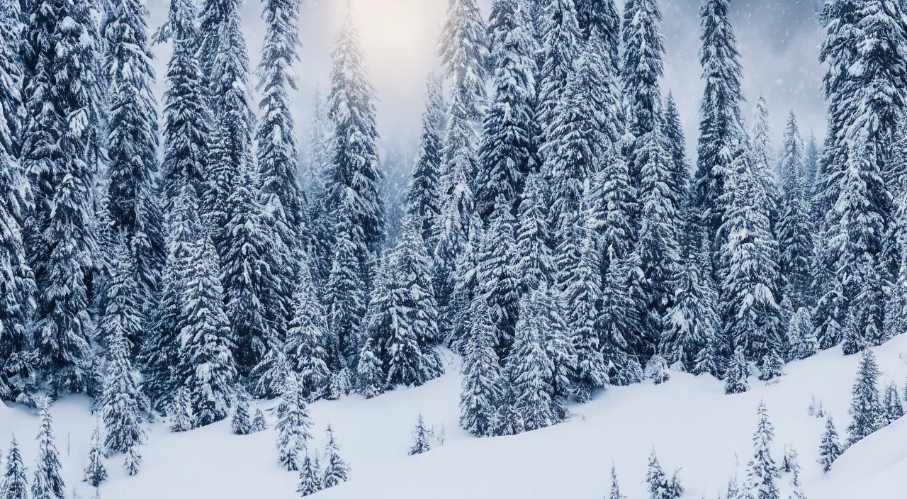 Prompt: majestic snowy forest mountain landscape, high detail, high definition, photorealistic, 8k, hdr,