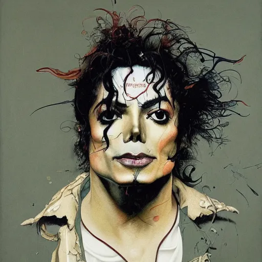 Prompt: michael jackson in the style of adrian ghenie esao andrews jenny saville surrealism dark art by james jean takato yamamoto and by ashley wood and mike mignola