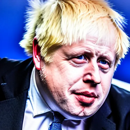 Image similar to boris johnson is wearing a latex suite, anime, manga, shiny, mijoo