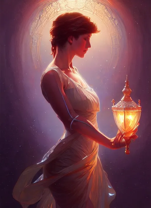 Image similar to water, glowing lights!! intricate elegant, highly detailed, digital painting, artstation, concept art, smooth, sharp focus, illustration, art by ( ( ( artgerm ) ) ) and greg rutkowski! and ( ( alphonse mucha ) )