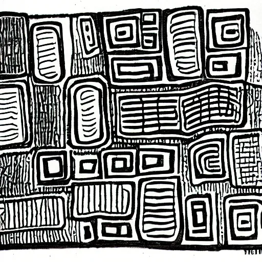 Image similar to minimalictic black and white art brut, ink, pencil