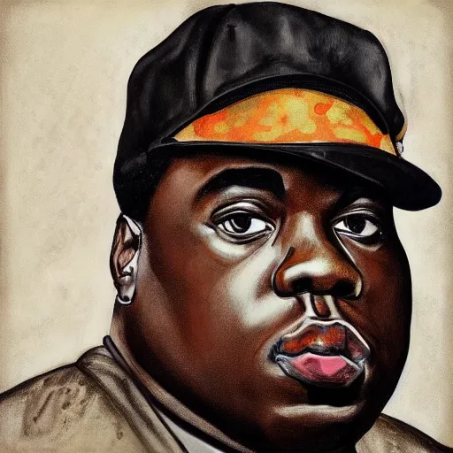 Prompt: a portrait of biggie smalls in style of egon schiele, notorious b. i. g., masterpiece, hyperdetailed, complex, intricate, 4 k, trending on artstation