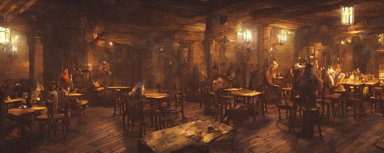 Prompt: tiny, medieval era tavern with exotic dancers, exterior, two stories, vaporwave aesthetics, 8 k uhd, unreal engine, octane render in the artstyle of finnian macmanus, john park and greg rutkowski